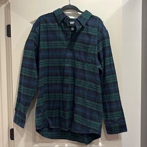 Lands’ End black watch plaid flannel shorter, size XL.